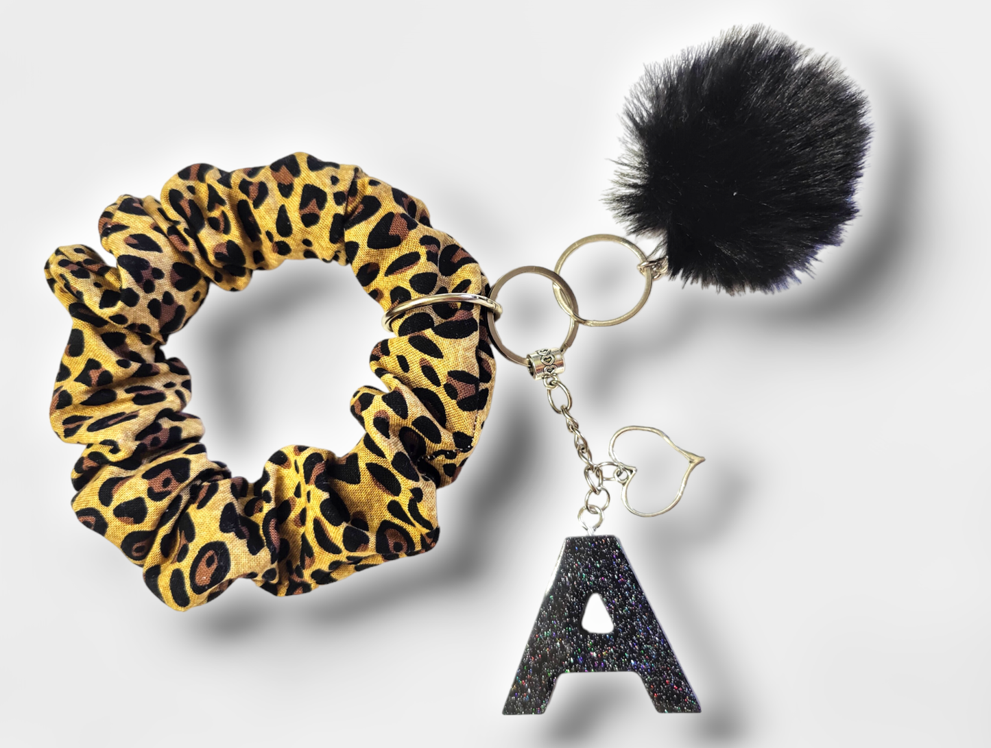 Non Elastic Scrunchie Keychain in Cheetah