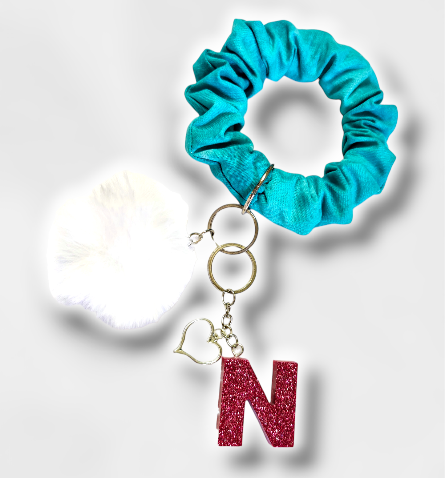 Non Elastic Scrunchie Keychain in Turquoise Blue